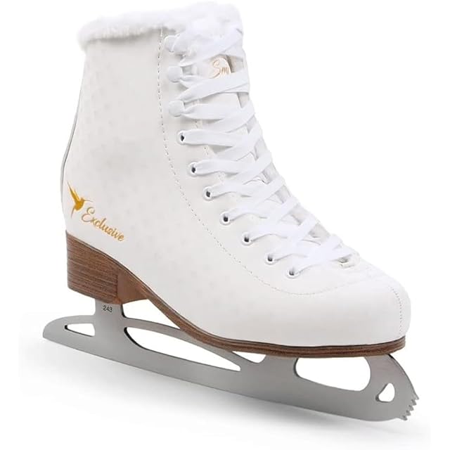 SMJ Sport Exclusive weißer Damen-Eiskunstlaufschuh mit gezahnter Kufe