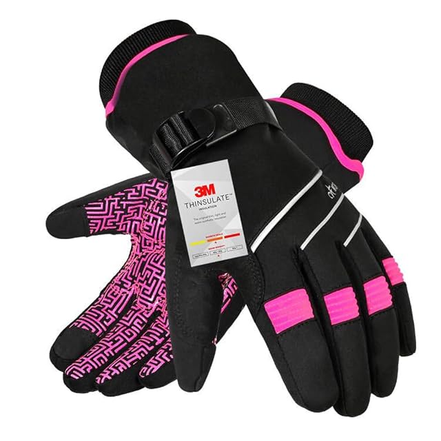BIKINGMOREOK Winterhandschuhe in Pink mit Thinsulate-Futter