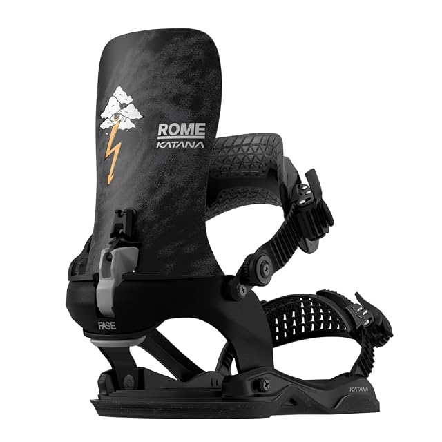 Rome Katana AW Pro FASE Snowboardbindung in Schwarz mit geschmiedeter Aluminium-Fersenschale
